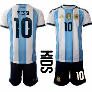 Argentina 2026 VM Hemmaställ Barn Lionel Messi #10 Kortärmad Fotbollströja + Shorts