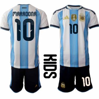 Argentina 2026 VM Hemmaställ Barn Maradona #10 Kortärmad Fotbollströja + Shorts