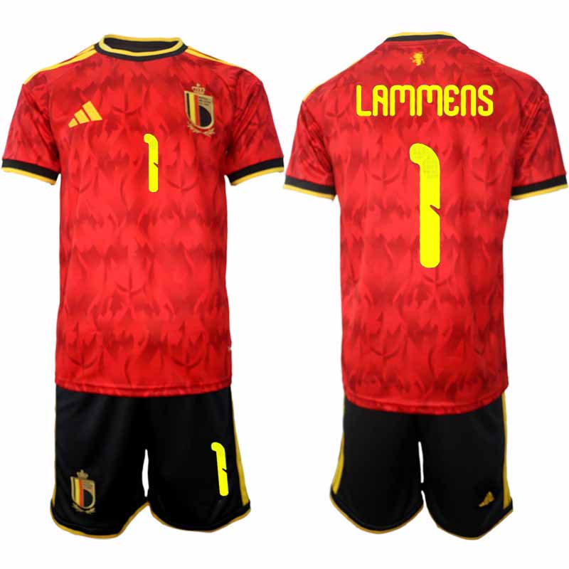 Belgien 2026 VM Hemmaställ Herr Senne Lammens #1 Kortärmad Fotbollströja + Shorts