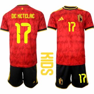 Belgien VM 2026 Hemmaställ Barn Charles De Ketelaere #17 Kortärmad Fotbollströja + Shorts
