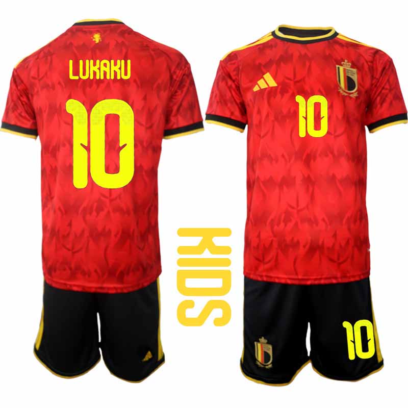 Belgien VM 2026 Hemmaställ Barn Romelu Lukaku #10 Kortärmad Fotbollströja + Shorts