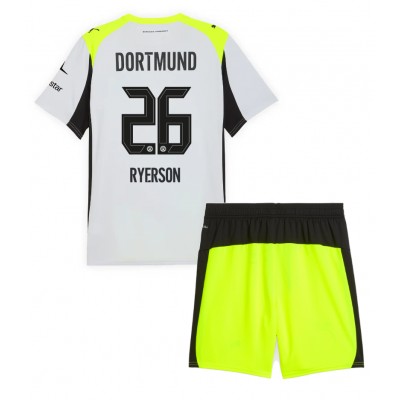 Borussia Dortmund Barn Bortaställ 2025/26 Julian Ryerson 26 Tröja + Shorts