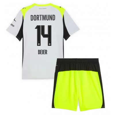 Borussia Dortmund Barn Bortaställ 2025/26 Maximilian Beier 14 Tröja + Shorts