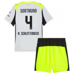 Borussia Dortmund Barn Bortaställ 2025/26 Nico Schlotterbeck 4 Tröja + Shorts