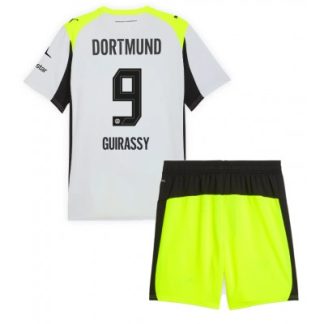 Borussia Dortmund Barn Bortaställ 2025/26 Serhou Guirassy 9 Tröja + Shorts