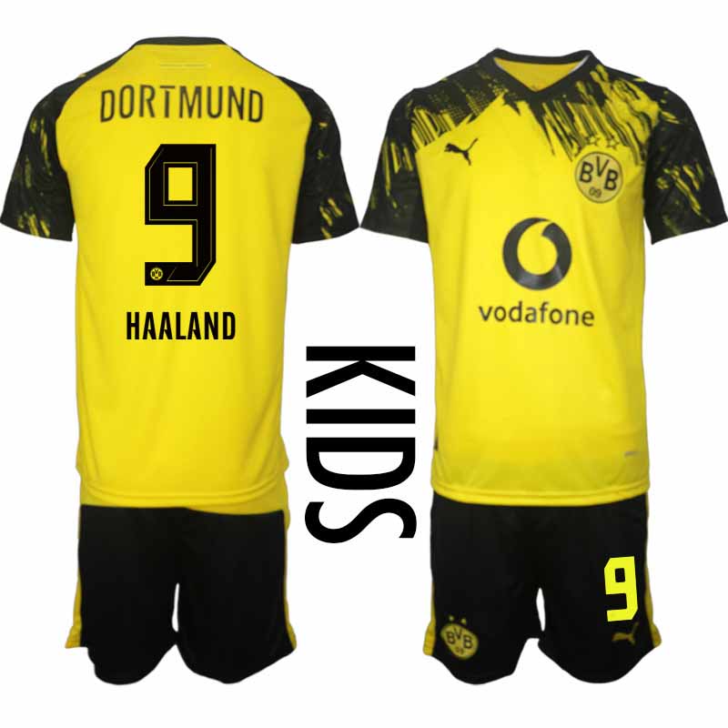 Borussia Dortmund Erling Haaland #9 Barn Hemmaställ 2025-26 Tröja + Shorts