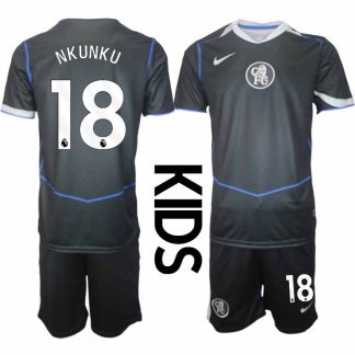 Chelsea Christopher Nkunku #18 Barn Tredjeställ 2025-26 Tröja + Shorts