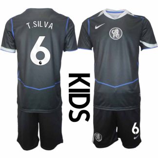 Chelsea Thiago Silva #6 Barn Tredjeställ 2025-26 Tröja + Shorts