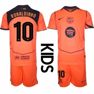 FC Barcelona Barn Tredjeställ Ronaldinho #10 UEFA Champions League 2025-26 Tröja + Shorts