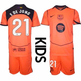 FC Barcelona Frenkie de Jong #21 Barn Tredjeställ 2025-26 Tröja + Shorts