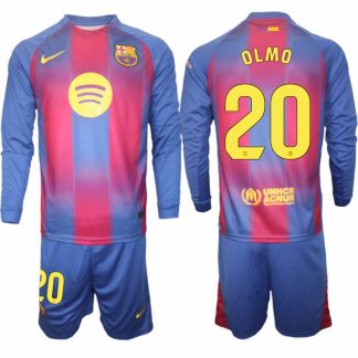 FC Barcelona Herr Långärmad Hemmaställ 2025/26 Dani Olmo #20 Tröja + Shorts