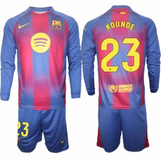 FC Barcelona Herr Långärmad Hemmaställ 2025/26 Jules Kounde #23 Tröja + Shorts