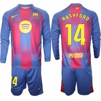 FC Barcelona Herr Långärmad Hemmaställ 2025/26 Marcus Rashford #14 Tröja + Shorts