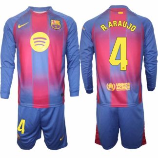 FC Barcelona Herr Långärmad Hemmaställ 2025/26 Ronald Araujo #4 Tröja + Shorts