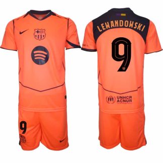 FC Barcelona Herr Tredjeställ Robert Lewandowski #9 UEFA Champions League 2025-26 Tröja + Shorts