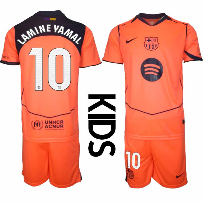 FC Barcelona Lamine Yamal #10 Barn Tredjeställ 2025-26 Tröja + Shorts