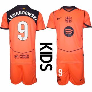 FC Barcelona Robert Lewandowski #9 Barn Tredjeställ 2025-26 Tröja + Shorts