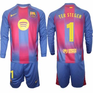 FC Barcelona UEFA Champions League Hemmaställ Herr 2025/26 – Marc-André ter Stegen #1 Långärmad Tröja + Shorts