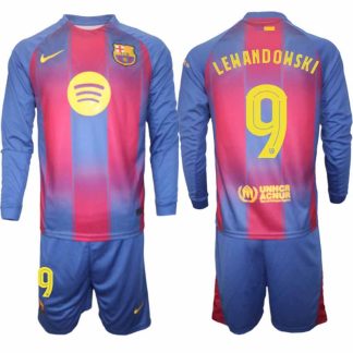 FC Barcelona UEFA Champions League Hemmaställ Herr 2025/26 – Robert Lewandowski #9 Långärmad Tröja + Shorts