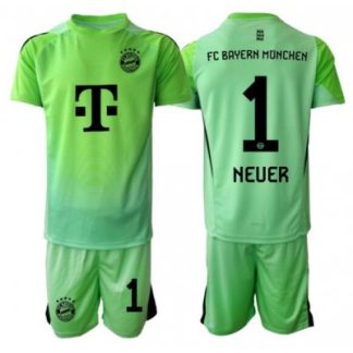 FC Bayern München Manuel Neuer #1 Grön Målvakt Hemmaställ Barn 2025–26 Kortärmad Tröja + Shorts