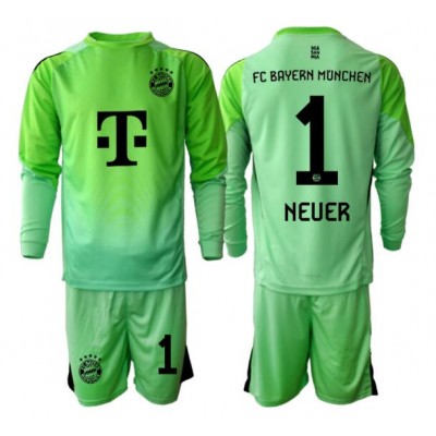 FC Bayern München Manuel Neuer #1 Grön Målvakt Hemmaställ Barn 2025–26 Långärmad Tröja + Shorts