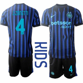 Inter Milan Javier Zanetti #4 Barn Hemmaställ 2025-26 Tröja + Shorts