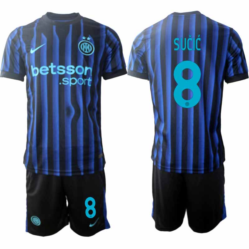 Inter Milan Petar Sučić #8 Herr Hemmaställ 2025-26 Tröja + Shorts