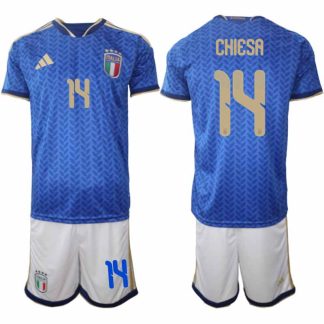 Italien 2026 FIFA VM Herr Hemmaställ #14 Federico Chiesa Tröja + Shorts