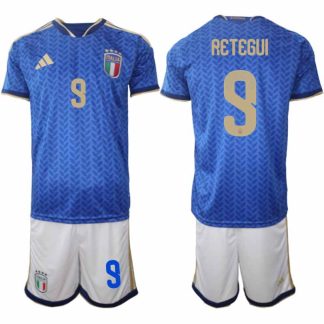 Italien 2026 FIFA VM Herr Hemmaställ #9 Mateo Retegui Tröja + Shorts