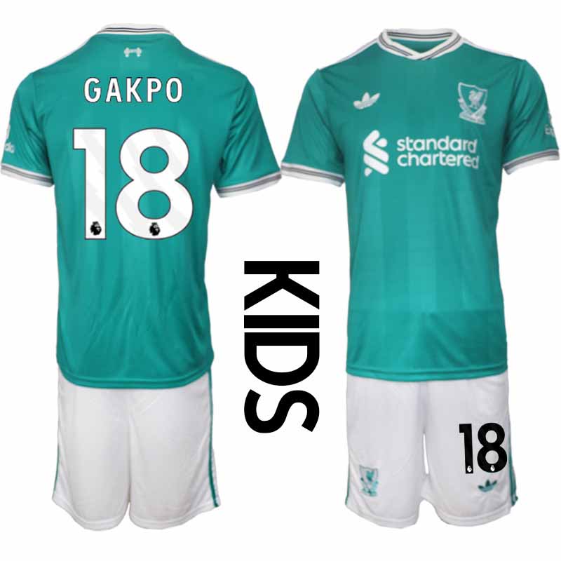 Liverpool FC Cody Gakpo #18 Barn Tredjeställ 2025-26 Tröja + Shorts