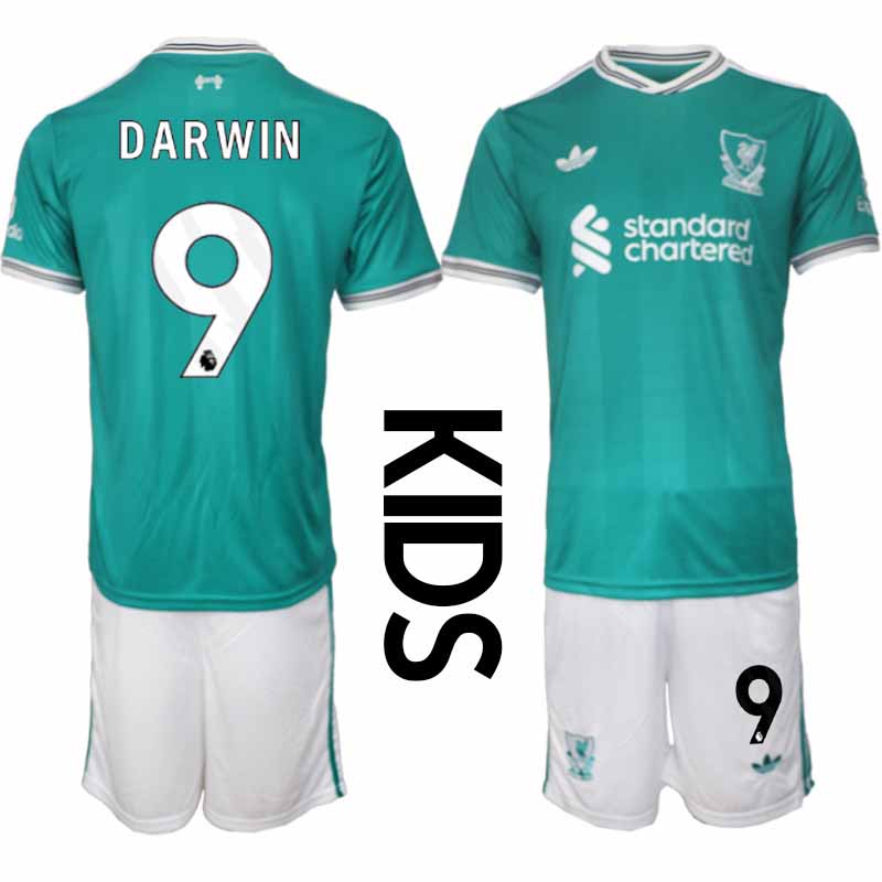 Liverpool FC Darwin Núñez #9 Barn Tredjeställ 2025-26 Tröja + Shorts