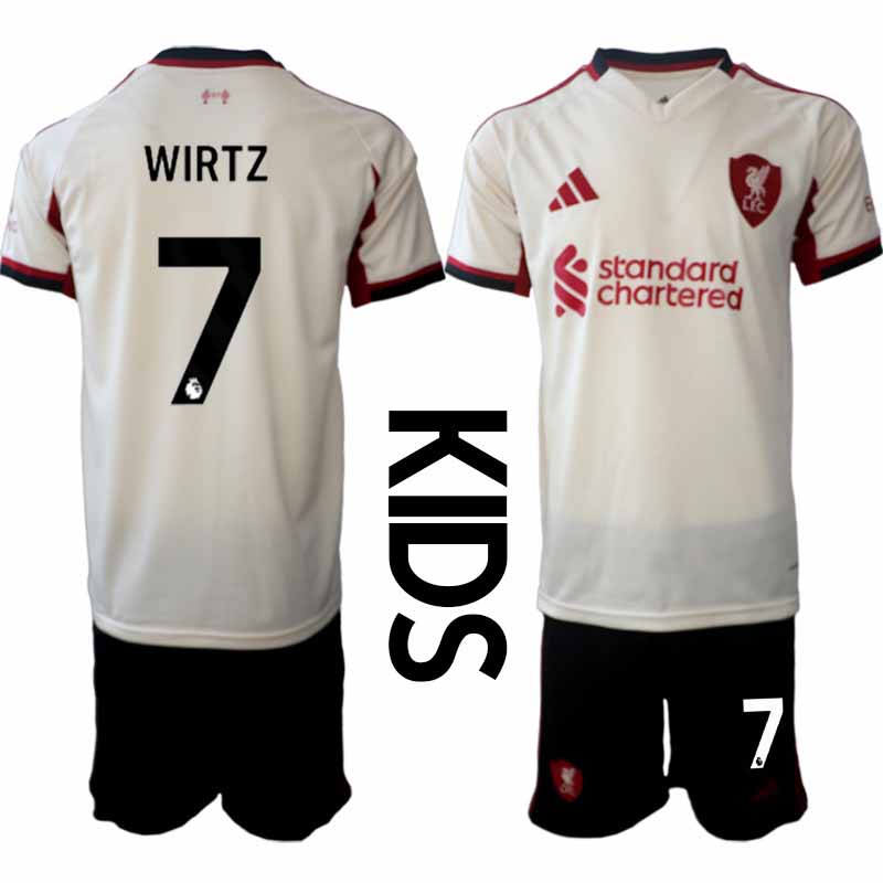 Liverpool FC Florian Wirtz #7 Barn Bortaställ 2025-26 Tröja + Shorts