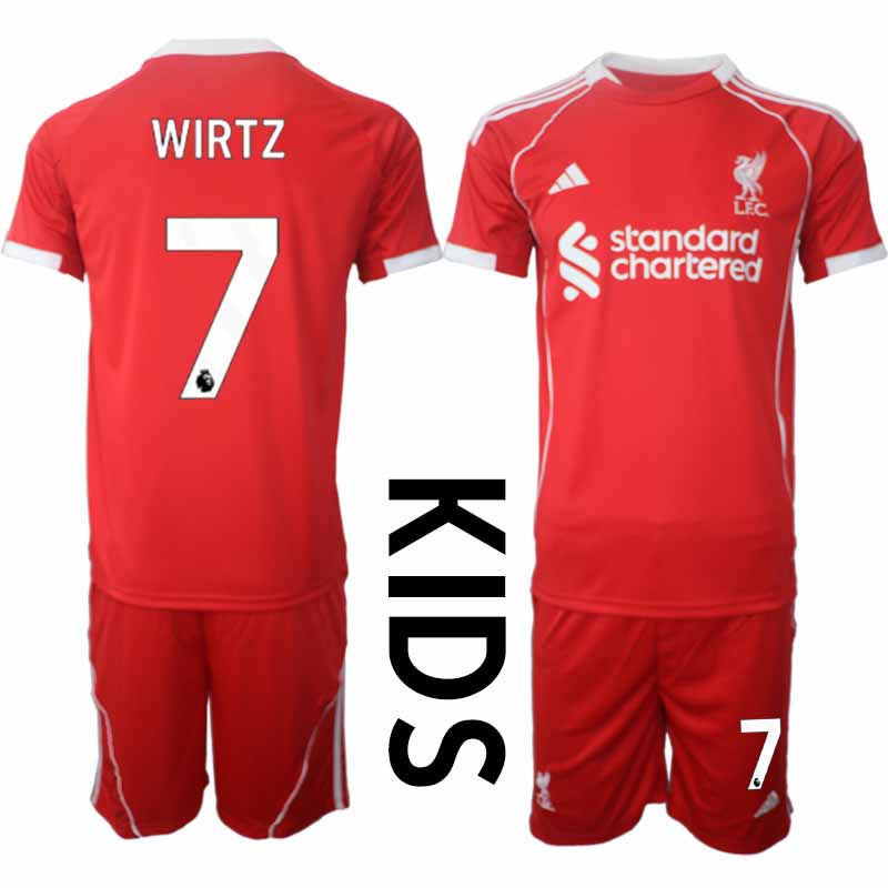 Liverpool FC Florian Wirtz #7 Barn Hemmaställ 2025-26 Tröja + Shorts