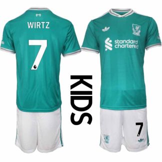 Liverpool FC Florian Wirtz #7 Barn Tredjeställ 2025-26 Tröja + Shorts