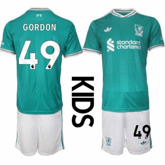 Liverpool FC Kaide Gordon #49 Barn Tredjeställ 2025-26 Tröja + Shorts