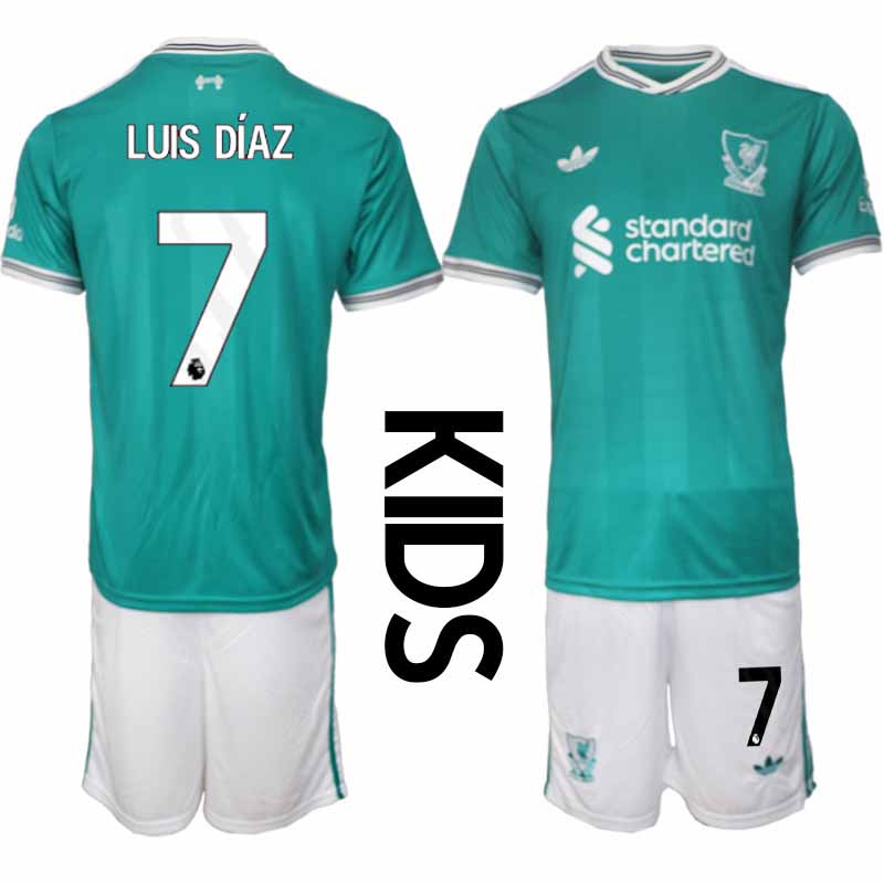 Liverpool FC Luis Díaz #7 Barn Tredjeställ 2025-26 Tröja + Shorts