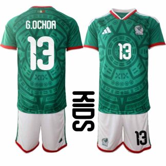 Mexiko 2026 VM Hemmaställ Barn Guillermo Ochoa #13 Kortärmad Fotbollströja + Shorts