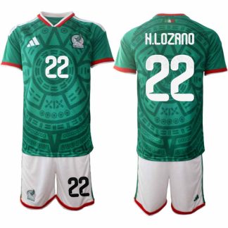 Mexiko 2026 VM Hemmaställ Herr Hirving Lozano #22 Kortärmad Fotbollströja + Shorts
