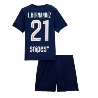 Paris Saint-Germain Barn Hemmaställ 2025/26 Lucas Hernandez 21 Kortärmad Tröja + Shorts