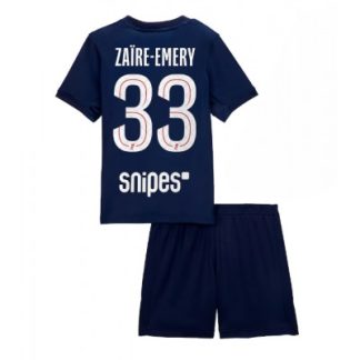 Paris Saint-Germain Barn Hemmaställ 2025/26 Warren Zaire-Emery 33 Kortärmad Tröja + Shorts