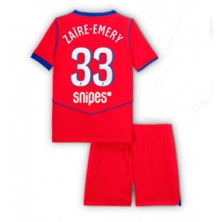 Paris Saint-Germain Barn Tredjeställ 2025/26 Warren Zaire-Emery 33 Kortärmad Tröja + Shorts