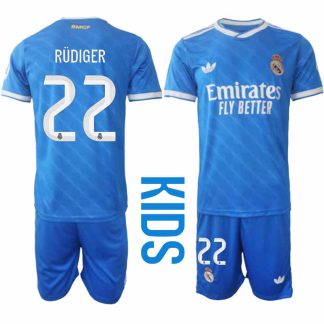Real Madrid Antonio Rüdiger #22 Barn Tredjeställ 2025-26 Tröja + Shorts