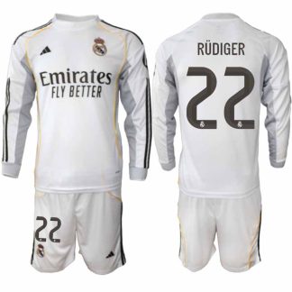 Real Madrid Antonio Rüdiger #22 Herr Långärmad Hemmaställ 2025/26 Tröja + Shorts