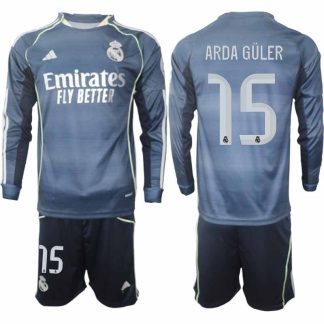 Real Madrid Arda Güler #15 Herr Långärmad Bortaställ 2025/26 Tröja + Shorts