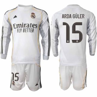 Real Madrid Arda Güler #15 Herr Långärmad Hemmaställ 2025/26 Tröja + Shorts