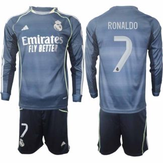 Real Madrid Cristiano Ronaldo #7 Herr Långärmad Bortaställ 2025/26 Tröja + Shorts