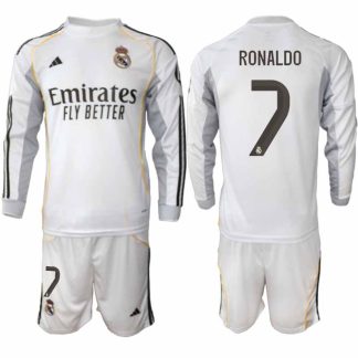 Real Madrid Cristiano Ronaldo #7 Herr Långärmad Hemmaställ 2025/26 Tröja + Shorts