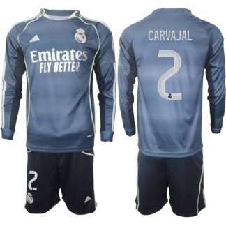 Real Madrid Dani Carvajal #2 Herr Långärmad Bortaställ 2025/26 Tröja + Shorts