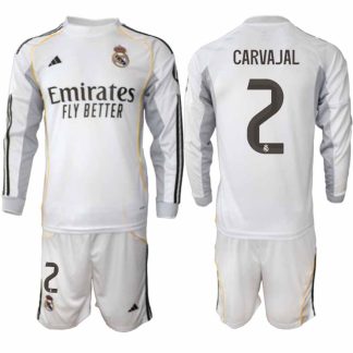 Real Madrid Dani Carvajal #2 Herr Långärmad Hemmaställ 2025/26 Tröja + Shorts