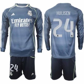 Real Madrid Dean Huijsen #24 Herr Långärmad Bortaställ 2025/26 Tröja + Shorts
